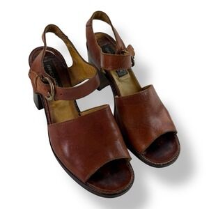 Enrico Antinori Brown Leather Strap Mule Heeled Sandals Womens Size 38.5